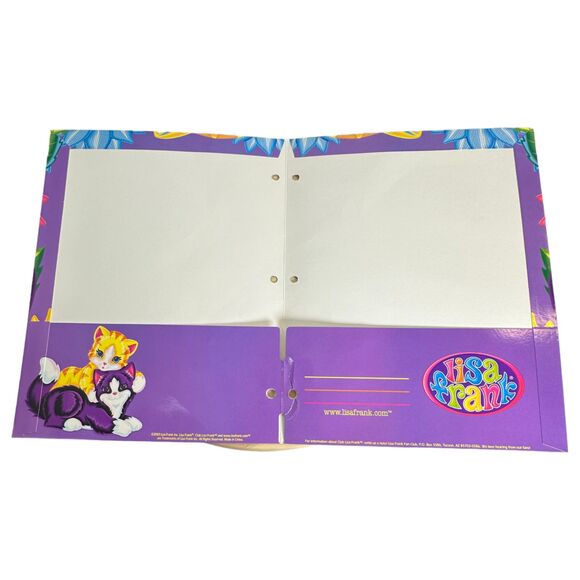 Lisa Frank Vintage Yellow Purple Cat Butterfly Flower File Folder 2003 - Picture 2 of 5